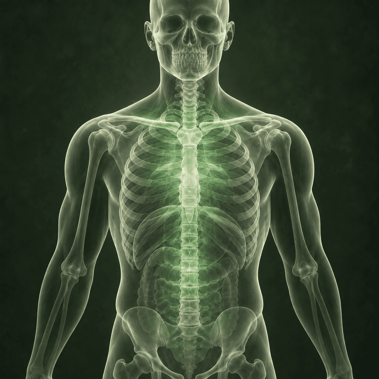 AI-generated X-ray-style conceptual illustration of low energy